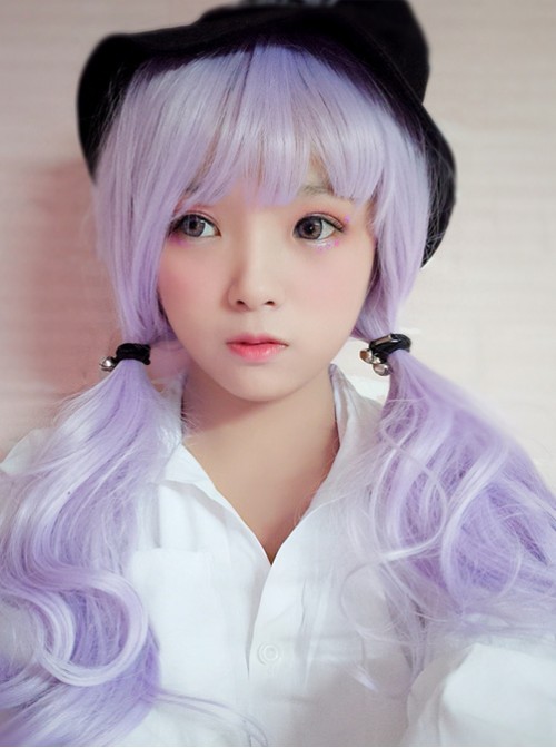 Lovly Fluffy And Large Wave Gray-purple Long Curly Hair Lolita Wig