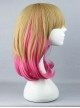 Harajuku Style Lovely Wave Curly Hair Light Brown And Pink Cosplay Lolita Wig