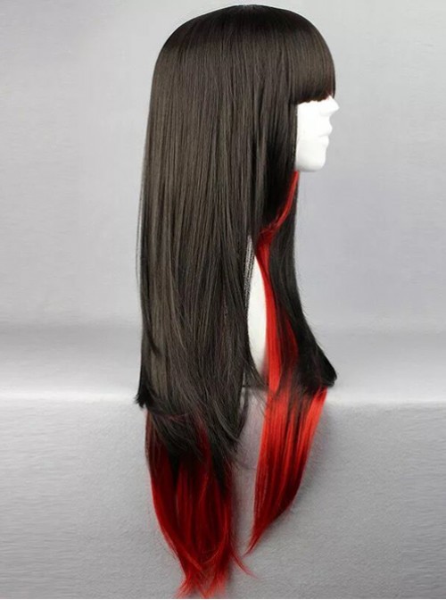 Black and Red Mixed Color Long Straight Hair Cosplay Lolita Wig