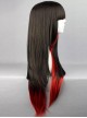 Black and Red Mixed Color Long Straight Hair Cosplay Lolita Wig