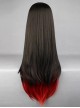 Black and Red Mixed Color Long Straight Hair Cosplay Lolita Wig