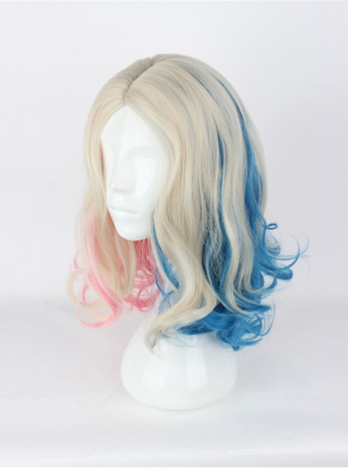 Suicide Squad Harleen Quinzel Short Curly Centre Parting Hair Cosplay Wig