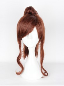 Sailor Moon Ponytail Brown Long Curly Cosplay Wig