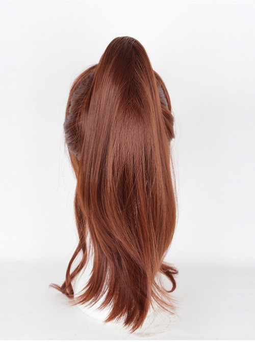 Sailor Moon Ponytail Brown Long Curly Cosplay Wig