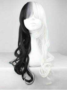 Half Black Half White Harajuku Style Long Curly Hair Cosplay Lolita Wig