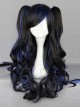 Black Highlights Blue Long Wavy Curly Hair Cosplay Lolita Wig