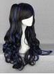 Black Highlights Blue Long Wavy Curly Hair Cosplay Lolita Wig