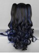 Black Highlights Blue Long Wavy Curly Hair Cosplay Lolita Wig