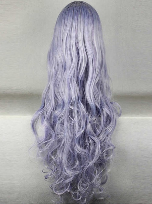 Slanted-bangs Purple Long Curly Hair Cosplay Wig