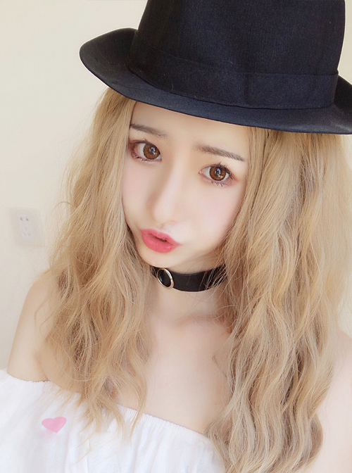 Centre Parting Long Curly Hair Lolita Flax White Gold Wig
