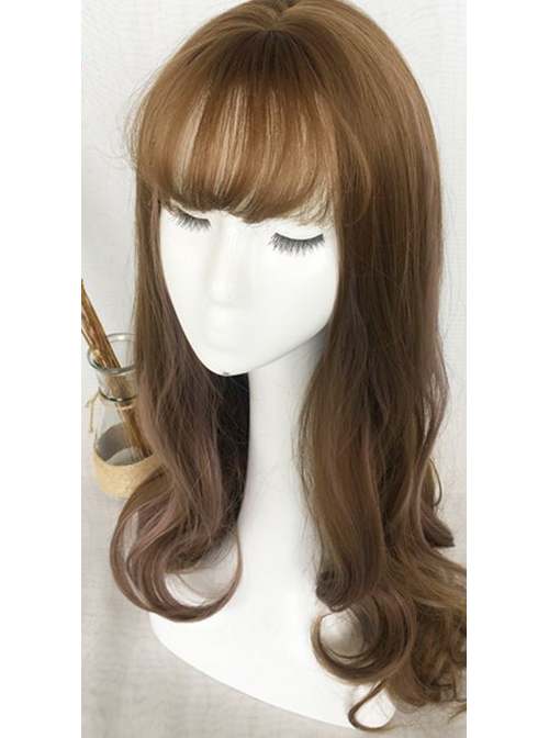 Air-bangs Large Wavy Long Curly Hair Lolita Wig