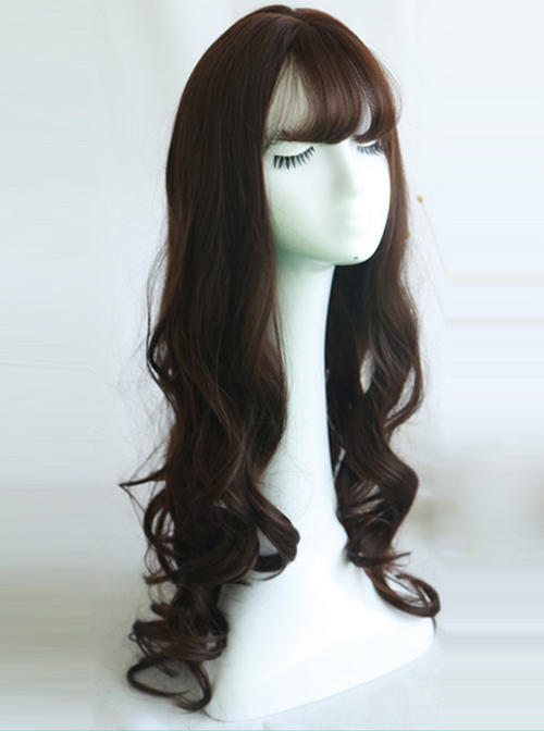 Large Wavy Air-bangs Long Curly Hair Lolita Wig