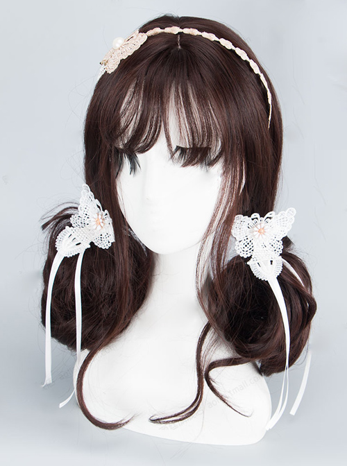 Gentle Air-bangs Long Curly Hair Dark Brown Lolita Wig