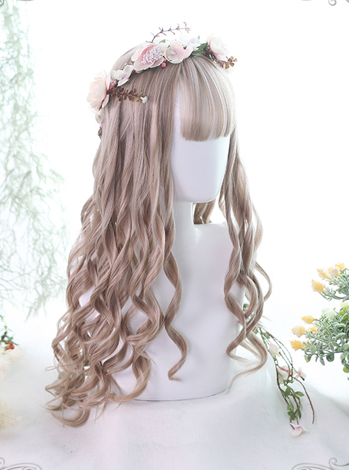 Milk Tea Color Long Curly Hair Classic Lolita Wig