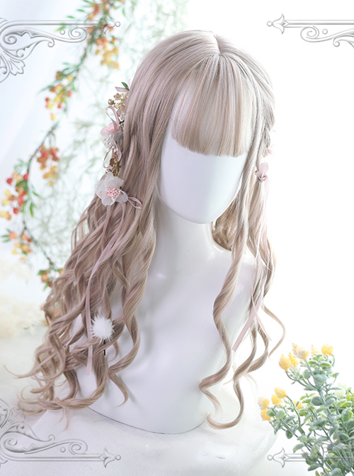 Milk Tea Color Long Curly Hair Classic Lolita Wig