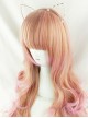 Harajuku Style Pale Gold Highlights Pink Long Curled Hair Lolita Wig