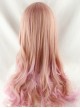 Harajuku Style Pale Gold Highlights Pink Long Curled Hair Lolita Wig