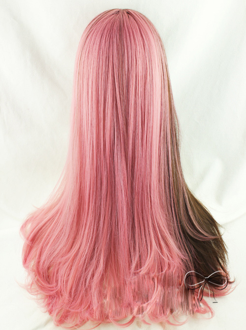 Brown And Pink Double Spelling Color Straight Hair Sweet Lolita Wigs