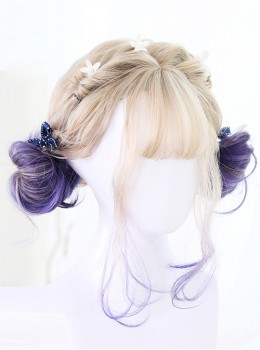 Graffiti Girl Series Gray And Purple Gradient Short Curly Hair Lolita Wig