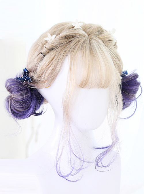 Graffiti Girl Series Gray And Purple Gradient Short Curly Hair Lolita Wig