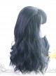 Air-bangs Small Wave Long Curly Hair Navy Blue Lolita Wig