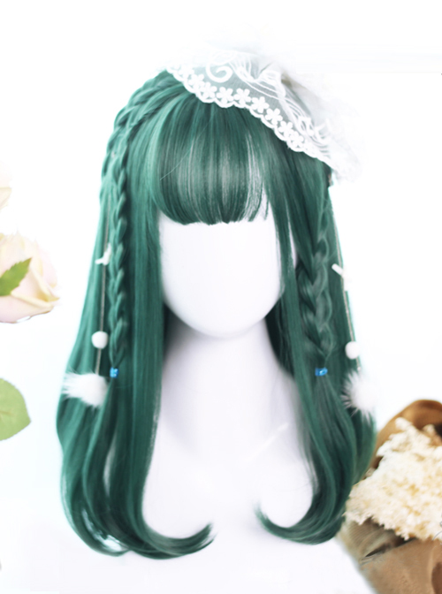 Dark Green Inner Buckle Long Hair Lolita Wig