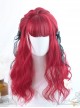 Air-bangs Small Wave Long Curly Hair Red Lolita Wig
