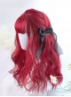 Air-bangs Small Wave Long Curly Hair Red Lolita Wig