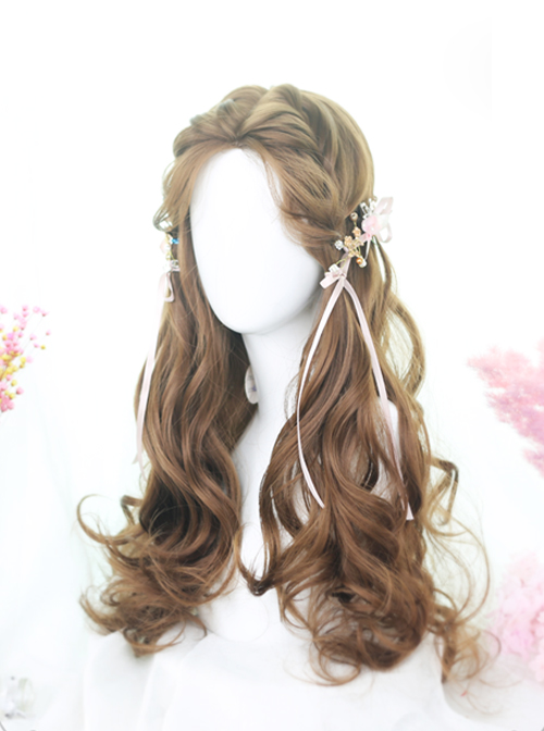 Centre Parting Honey Pudding Long Curly Hair Lolita Wig