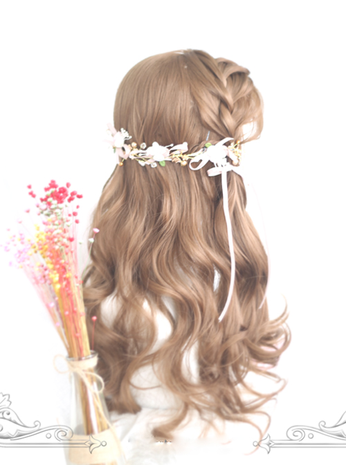 Centre Parting Honey Pudding Long Curly Hair Lolita Wig