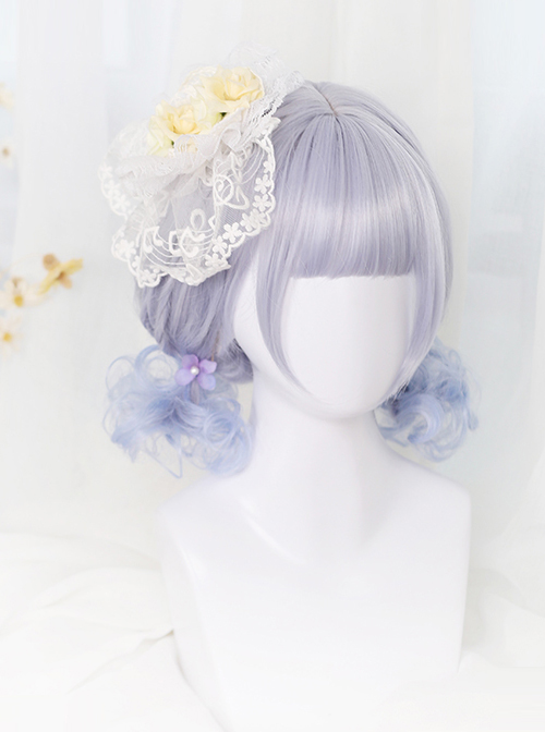 Gray-blue Short Rome Curly Hair Lolita Wig