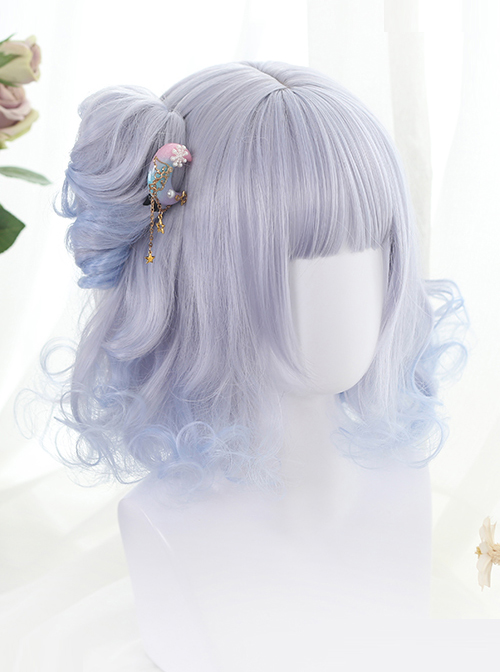 Gray-blue Short Rome Curly Hair Lolita Wig