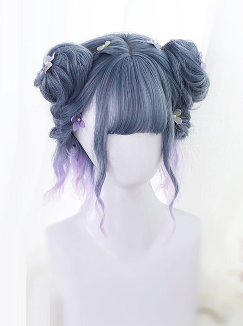 Blue Purple Pink Gradient Short Curly Hair Lolita Wig