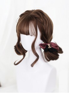 Air-bangs Cute Short Pear Flower Roll Brown Lolita Wig