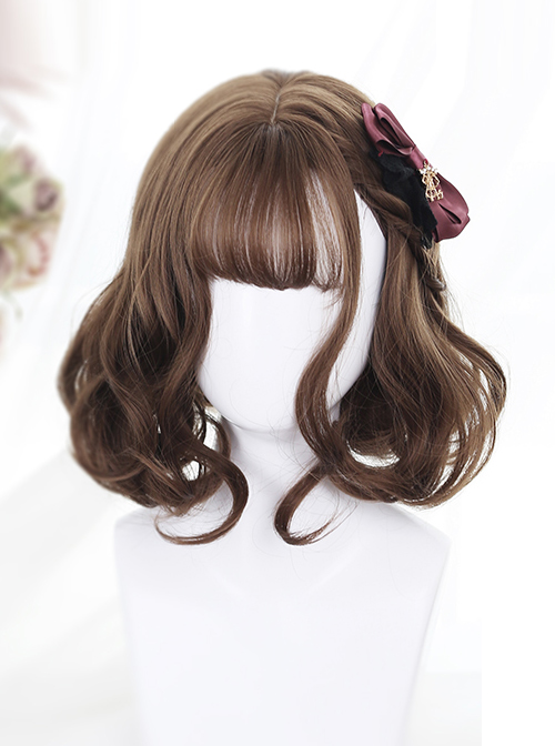 Air-bangs Cute Short Pear Flower Roll Brown Lolita Wig