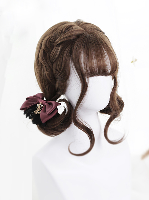 Air-bangs Cute Short Pear Flower Roll Brown Lolita Wig