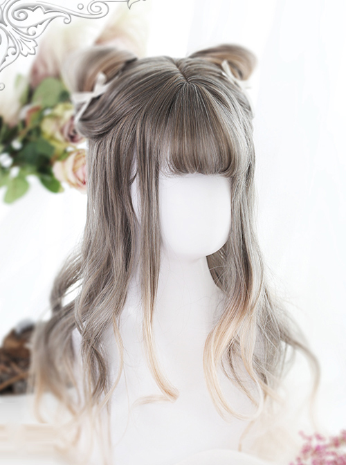 Linen Gray Gradual Change Long Curly Lolita Wig