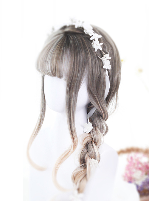 Linen Gray Gradual Change Long Curly Lolita Wig