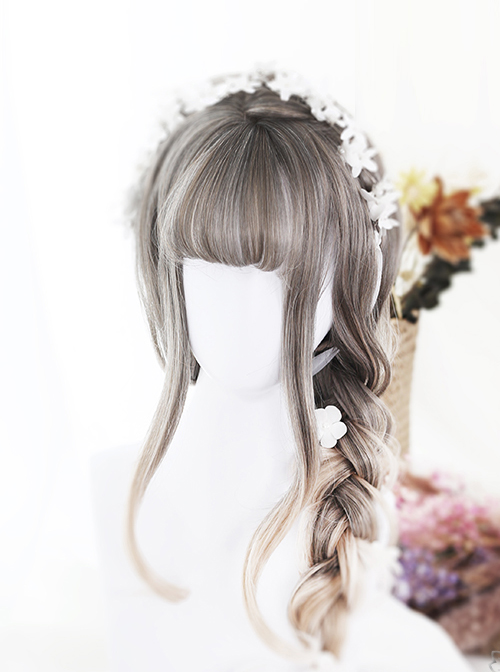 Linen Gray Gradual Change Long Curly Lolita Wig