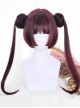 Wine Red Dual Horsetail Hime Cut Cute Lolita Wig