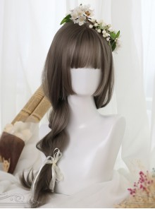 Linen Gray Long Straight Hair Hime Cut Lolita Wig