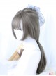 Linen Gray Long Straight Hair Hime Cut Lolita Wig