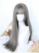 Linen Gray Long Straight Hair Hime Cut Lolita Wig