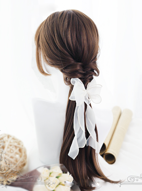 Hime Cut Long Straight Hair Light Brown Lolita Wig