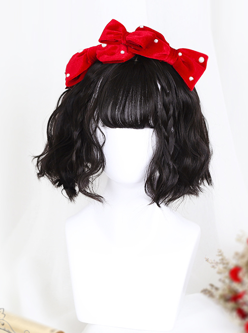 Air-bangs Egg Roll Head Natural Black Lolita Wig