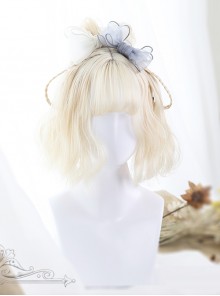 Air-bangs Milk White Short Curly Lolita Wig