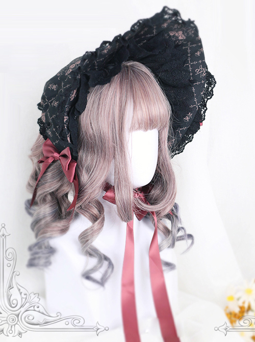 Rome Curly Inner Buckle Grey Pink Gradient Navy Blue Lolita Wig