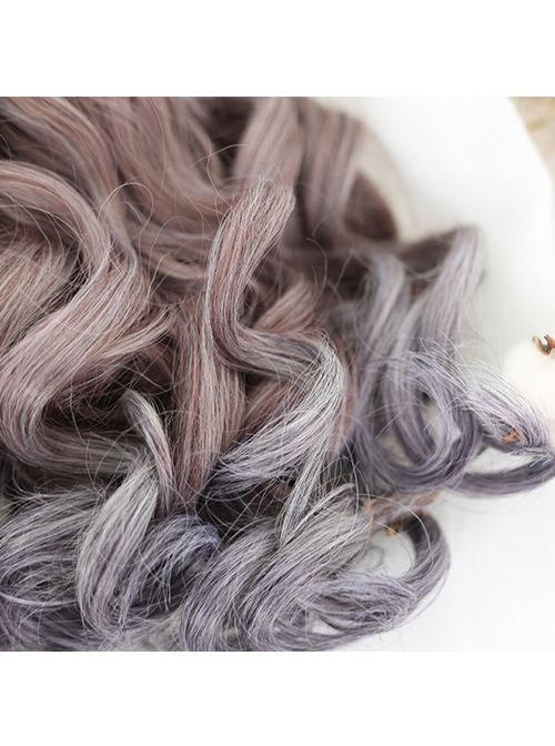 Rome Curly Inner Buckle Grey Pink Gradient Navy Blue Lolita Wig