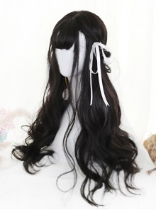 Air-bangs Natural Black Big Wavy Hair Lolita Wig