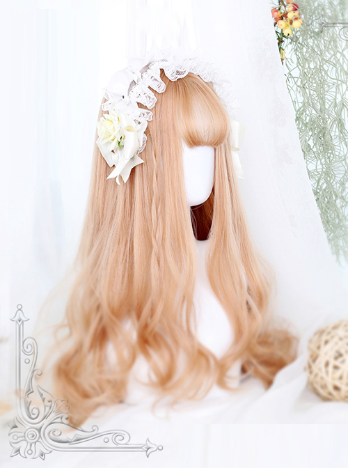 Gentle Coral Tea Big Wavy Hair Lolita Wig